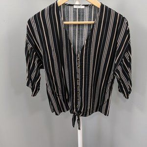 Maurices Button Dolman Top w/Tie Detail, Striped